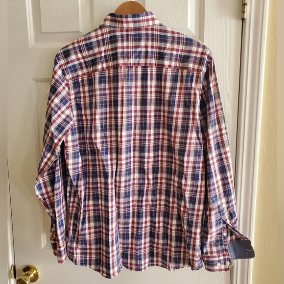 Linea Uomo Stretch plaid button down Mens Large - Picture 5 of 6